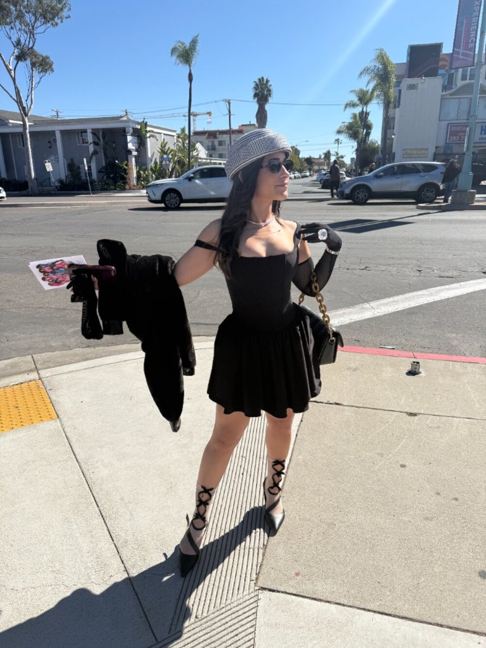 Black Corset Mini Dress - Structured Fit and Flare - Picture 4 of 4